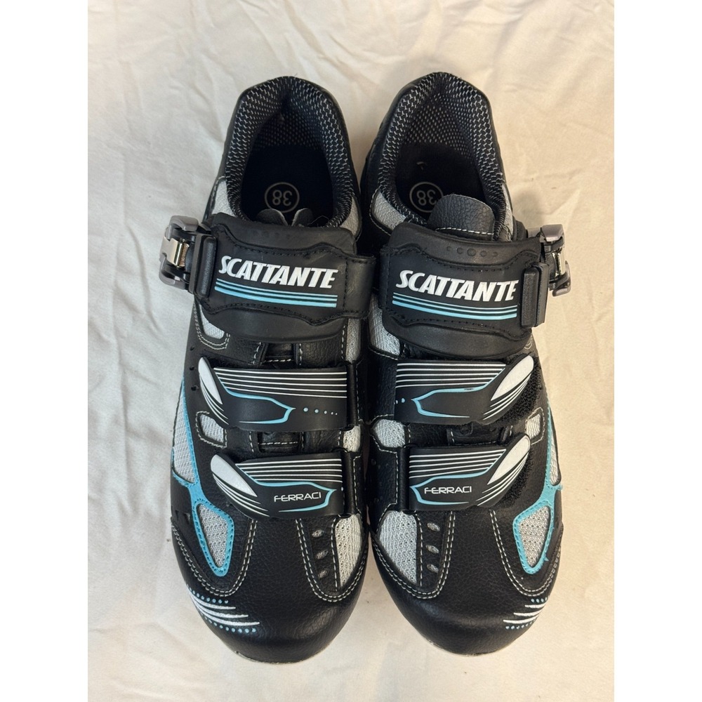 Scattante Ferraci Cycling Shoes Women's Size 7 US 38 EUR Black Adjustable Biking - Picture 5 of 7